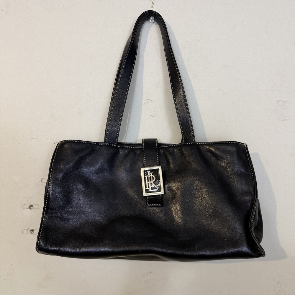 VTG Y2K Lauren Ralph Lauren Black Leather Mini Shoulder Bag Purse Soft Preppy